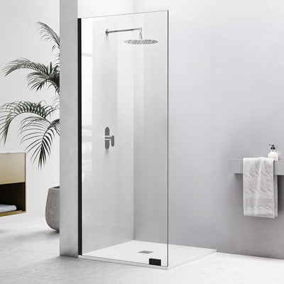 Panel ducha vidrio templado 32x78pulg puerta negra mate