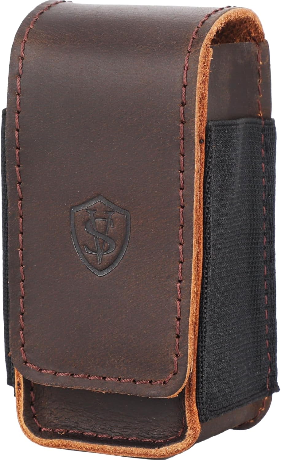 Bolsa cuero grano completo para cinturón marrón