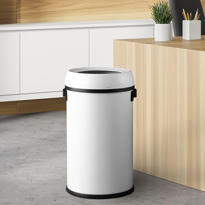 Bote basura blanco 17.2gal tapa suave plástico ABS duradero
