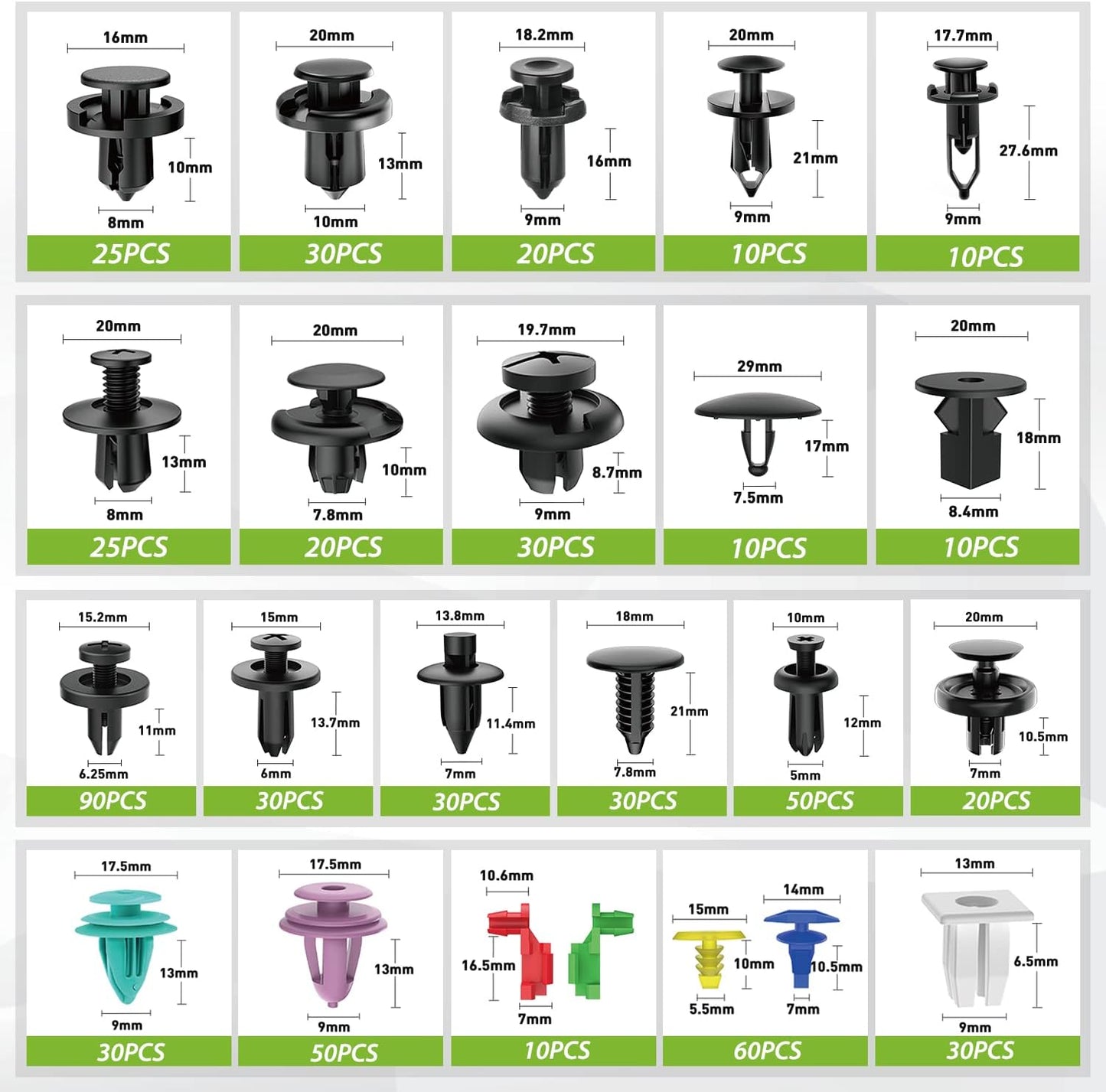 Kit 680 pzas clips retención coche para Toyota Ford GM Honda