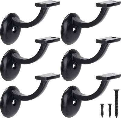 Soporte pasamanos acero escaleras 6uds negro mate