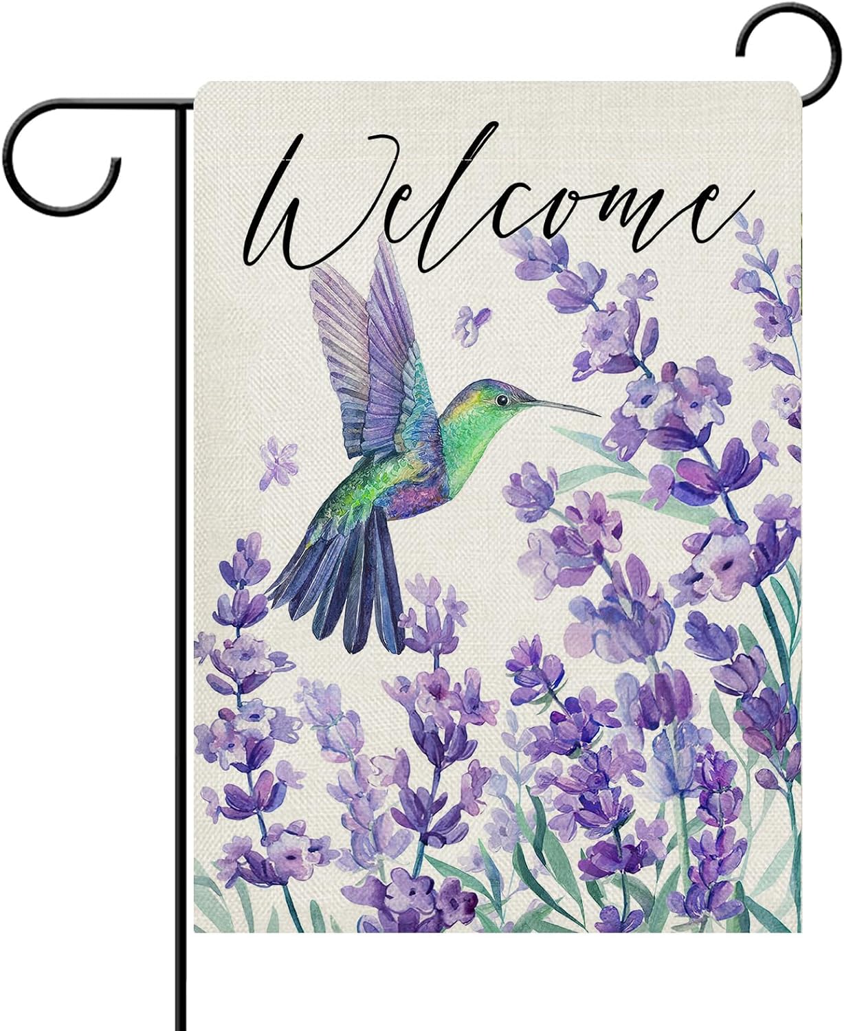 Bandera decorativa primavera verano colibrí lavanda patio