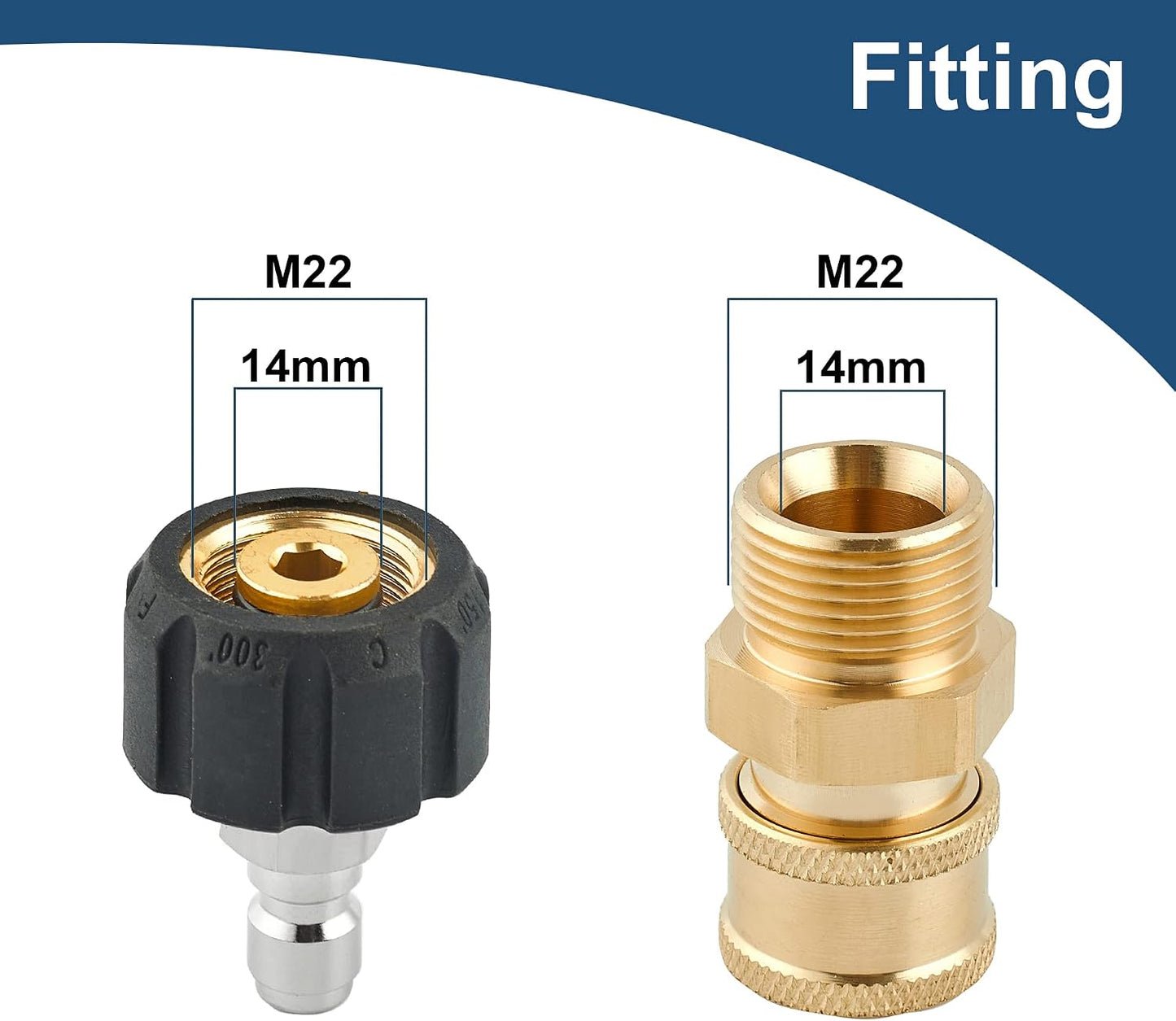 Set 4 adaptadores M22 conexión rápida 0.551" a 1/4"
