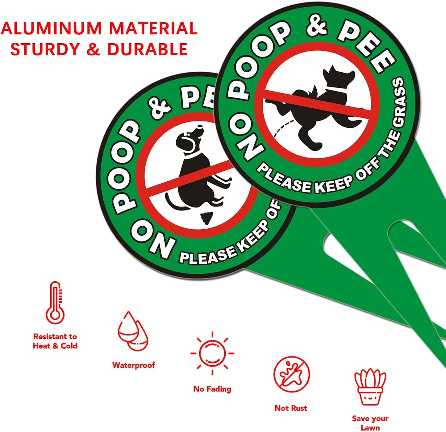 2 Carteles No Excremento Perro 12x6" Aluminio Doble Cara