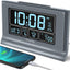 Reloj despertador digital 6.6pulg USB carga pantalla grande