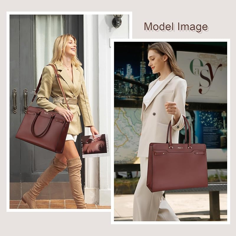 Bolsa laptop mujer 15.6pulg cuero impermeable gran capacidad
