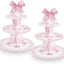 2 Pzas Lazo Rosa Soporte Cupcakes Tema Coquette