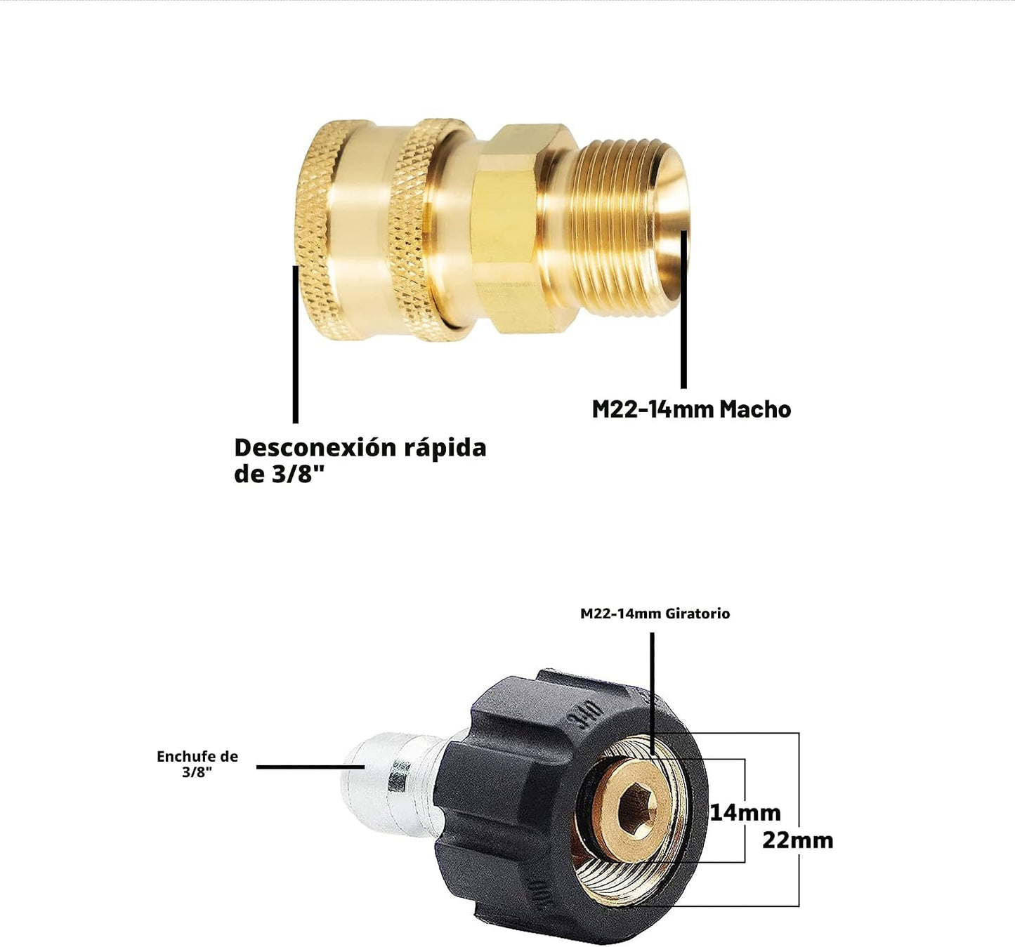 Kit conexión rápida lavadora presión 5000 PSI M22