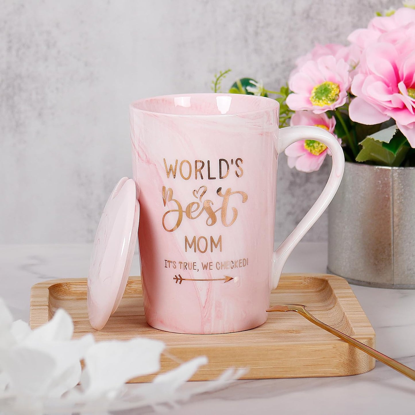 Taza café cerámica rosa regalo mamá 14oz