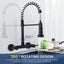 Grifo cocina pared 8" rociador 3 funciones asa doble negro