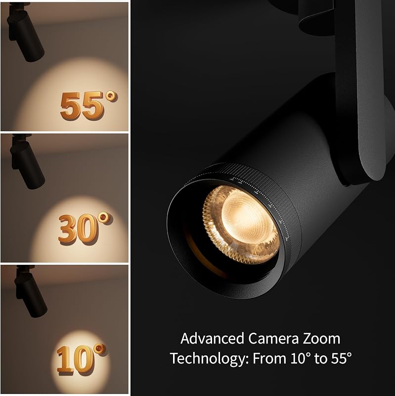 Foco LED techo 12W zoom 10°-55° CRI97 3000K luz acento sala