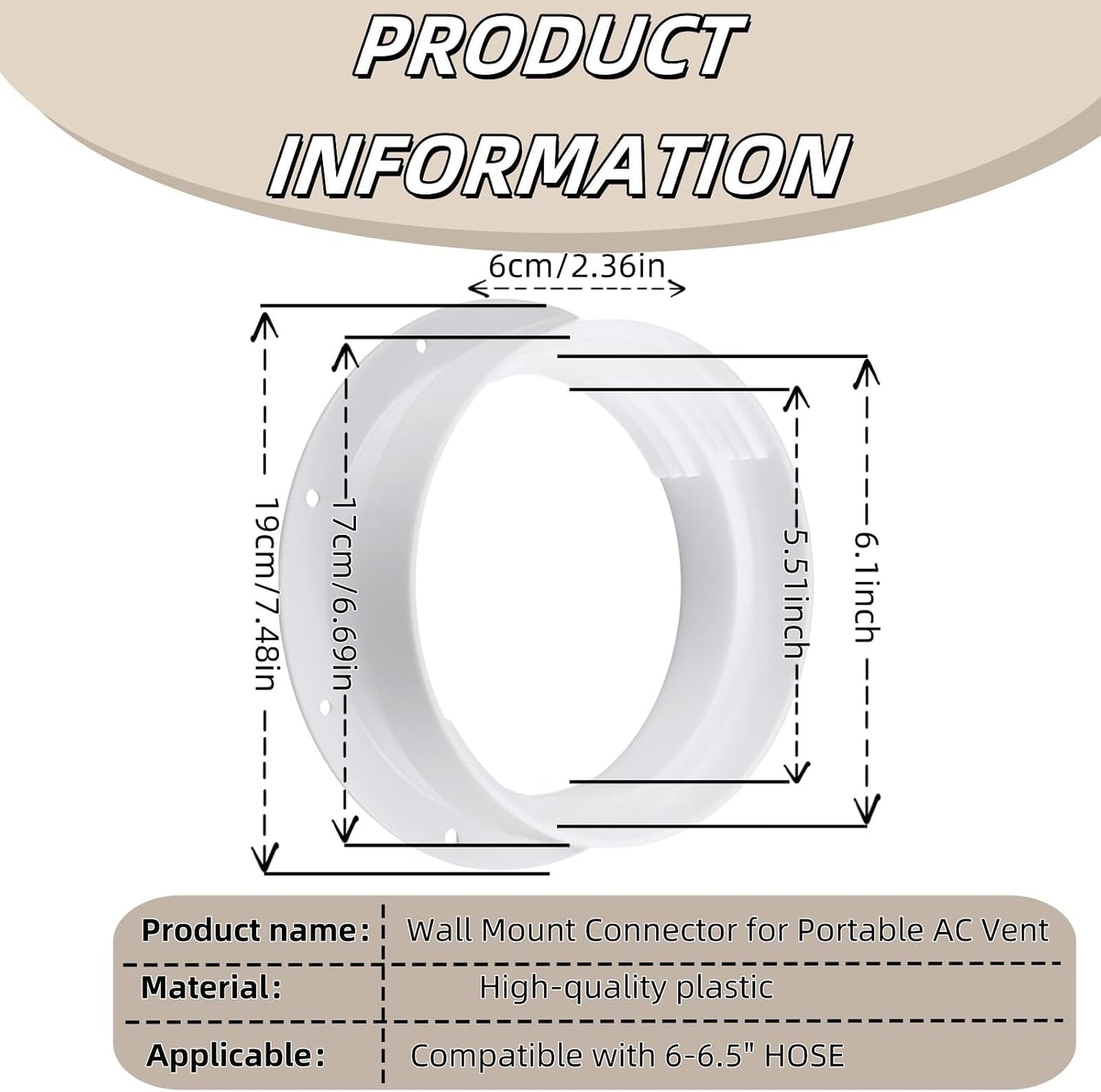 Conectores pared doble ventilador 6-6.5pulg blanco