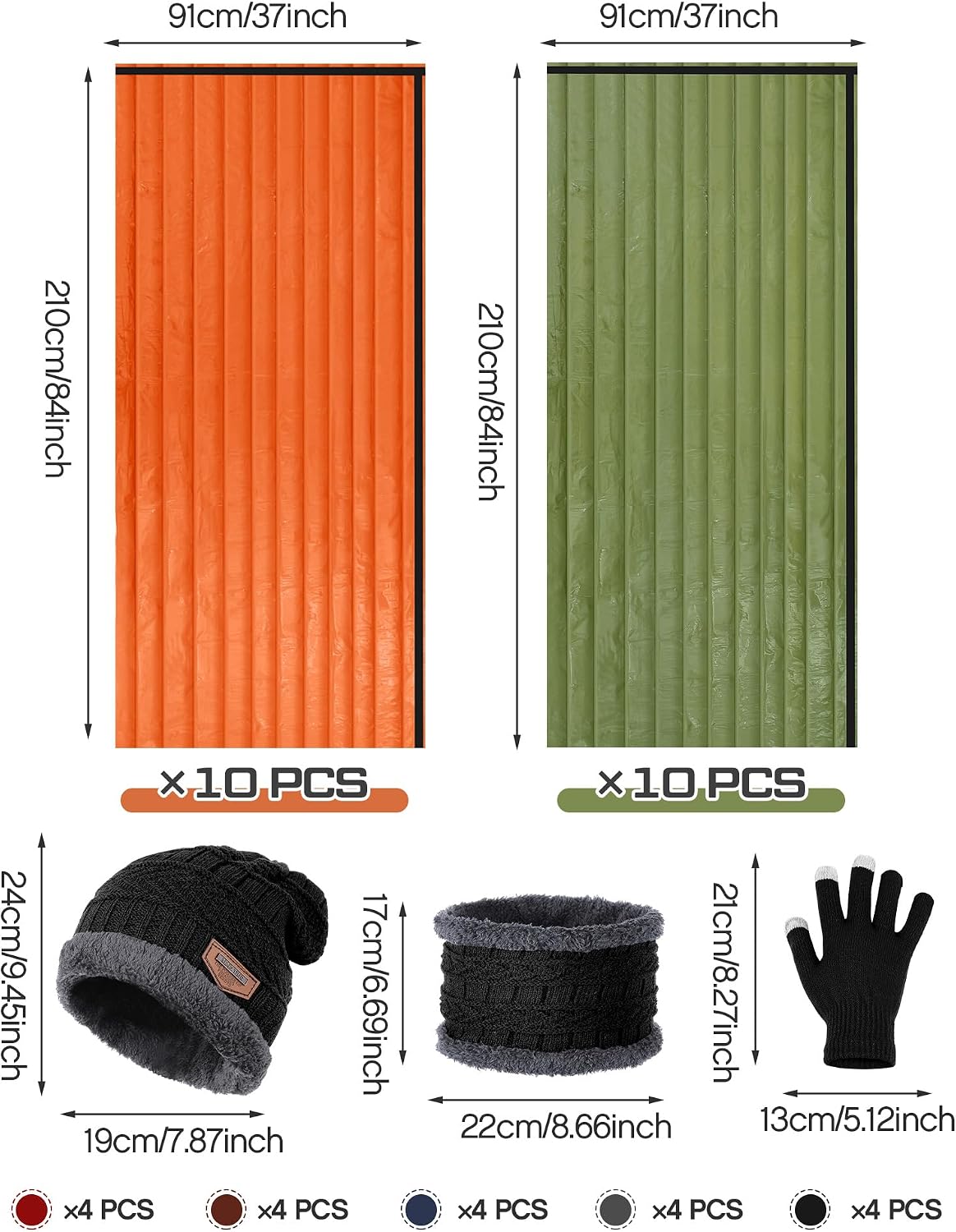 Saco dormir emergencia con gorro guantes impermeable camping