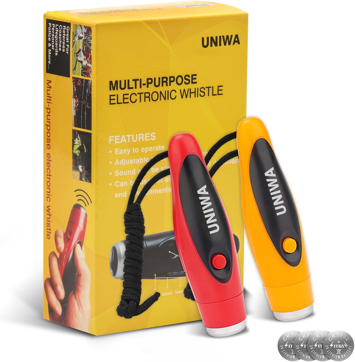 Silbato electrónico 3 tonos con cordón para profesor entrenador