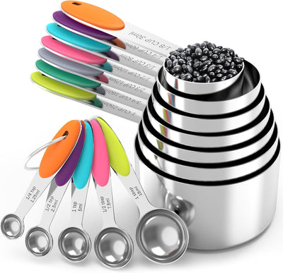Set tazas y cucharas medidoras acero inox cocina