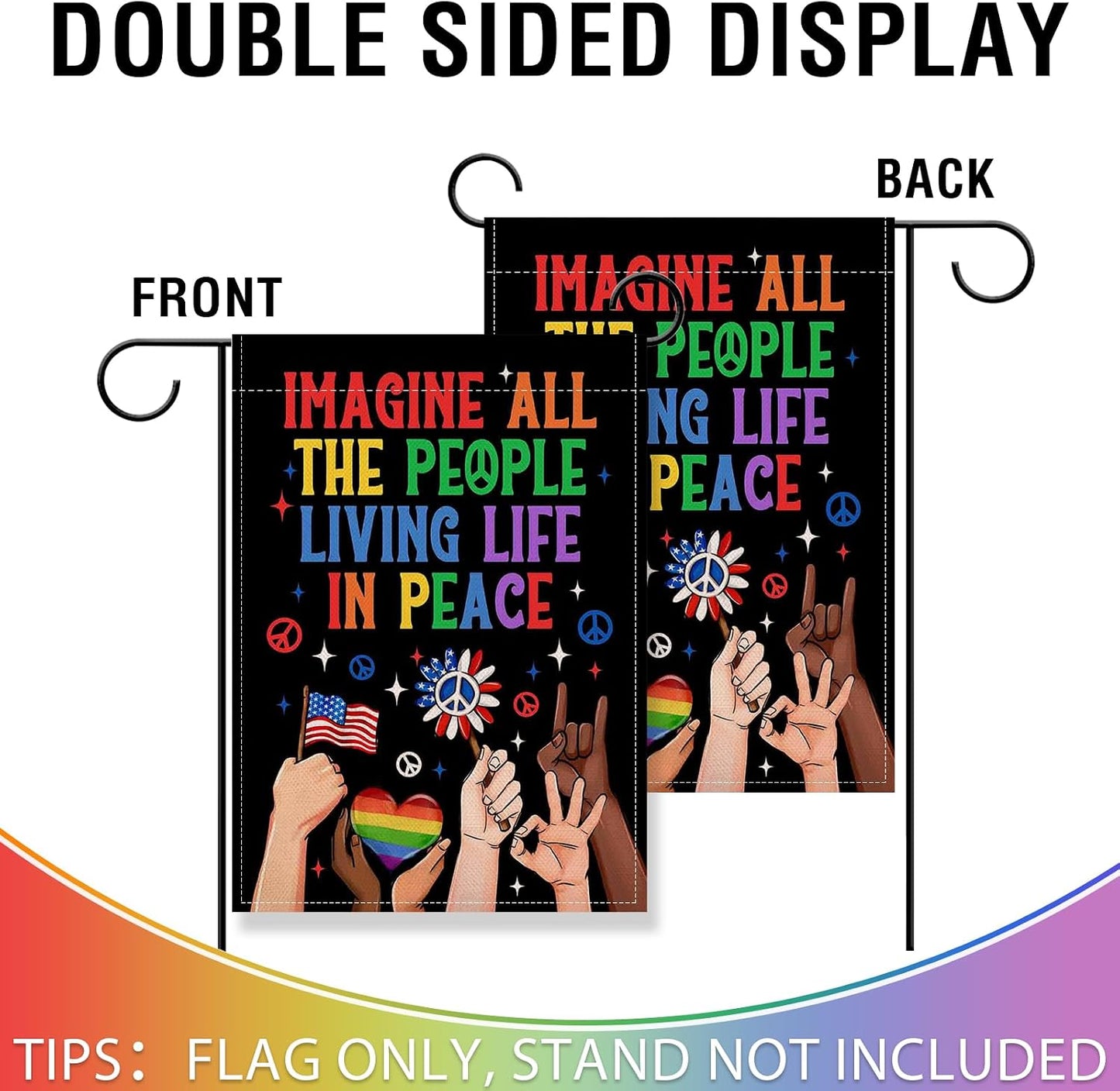 Bandera decorativa arco iris para jardín y patio