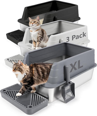 3 Pzas bandeja arena gato acero inox antiadherente