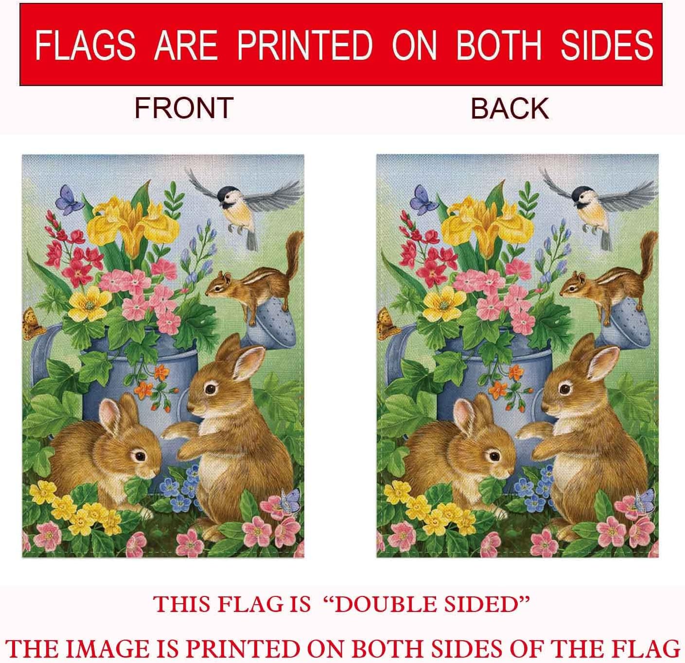 Bandera jardín doble cara conejo pájaro primavera