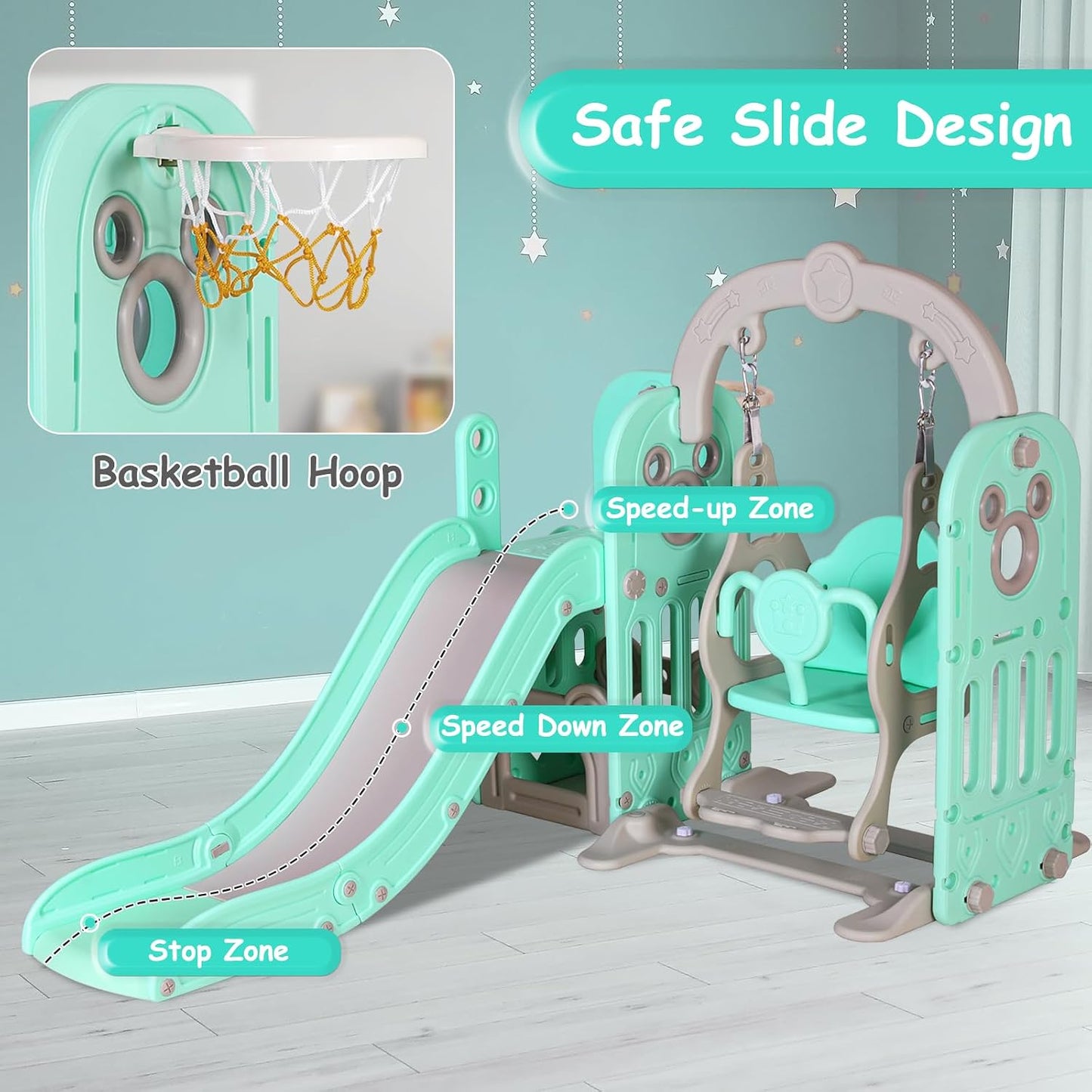 Set tobogán y columpio 7en1 para niños