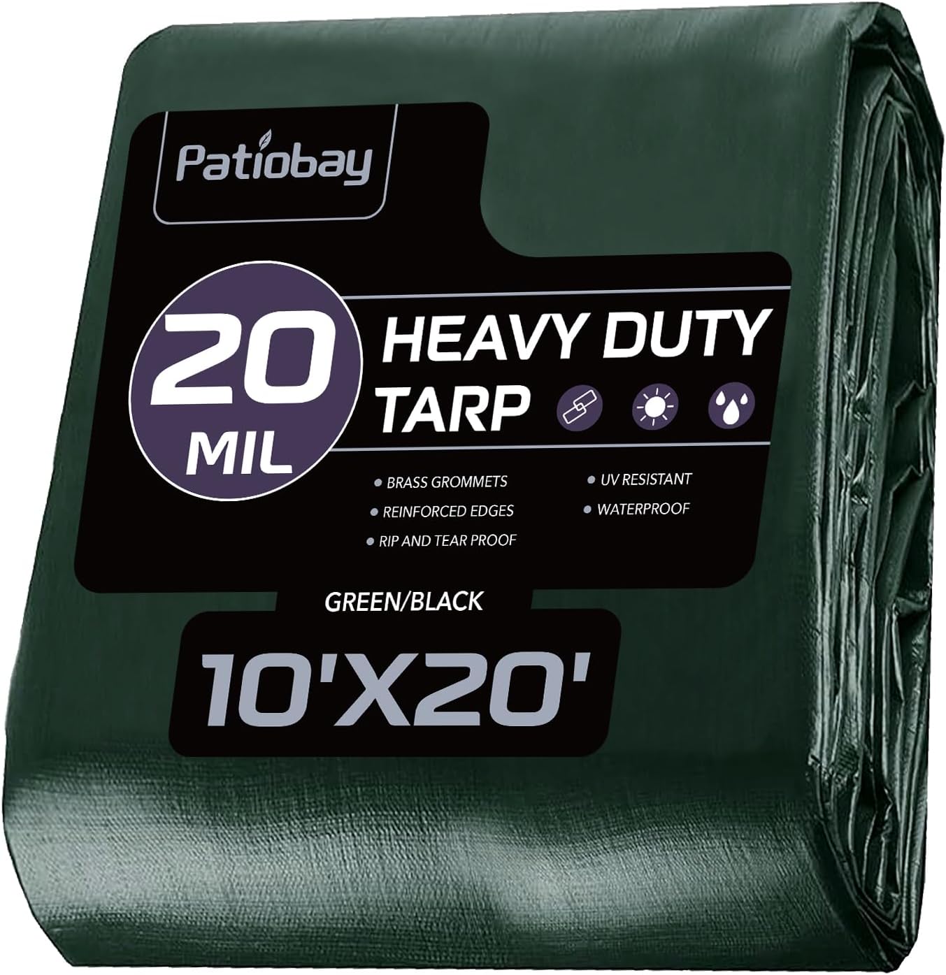 Lona impermeable 10x20ft 20mil resiste UV y desgarro