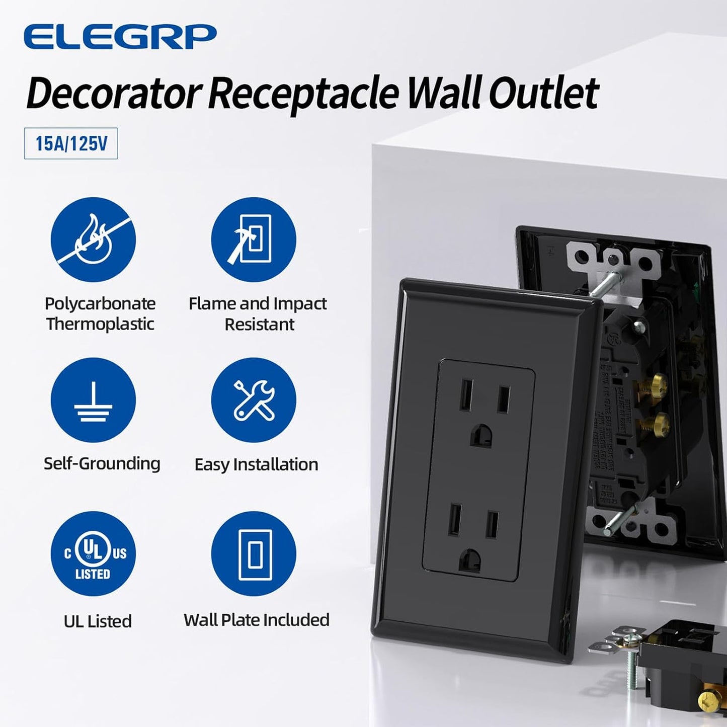 Receptáculo pared 15A 125V 2 polos 3 cables grado