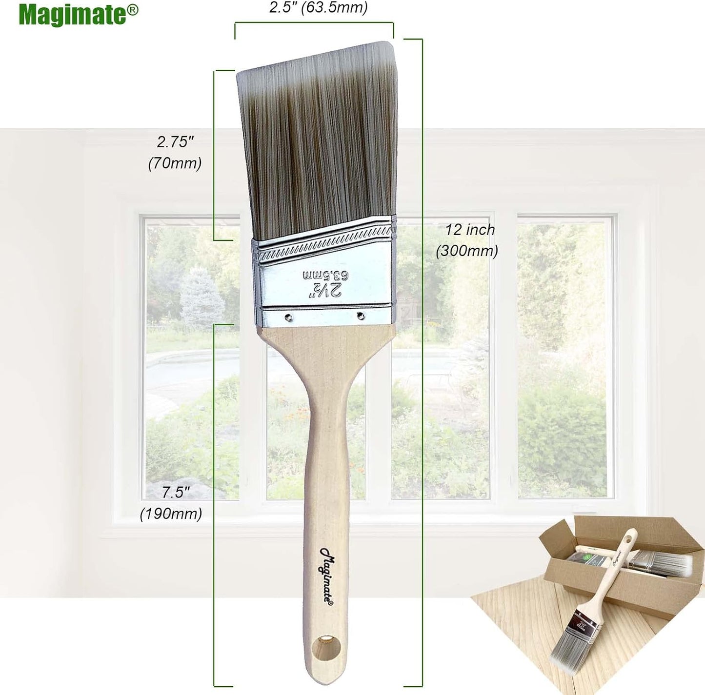 Set 12 Pzas Pincel Madera Ángulo 2 1/2pulg Recortar Muebles