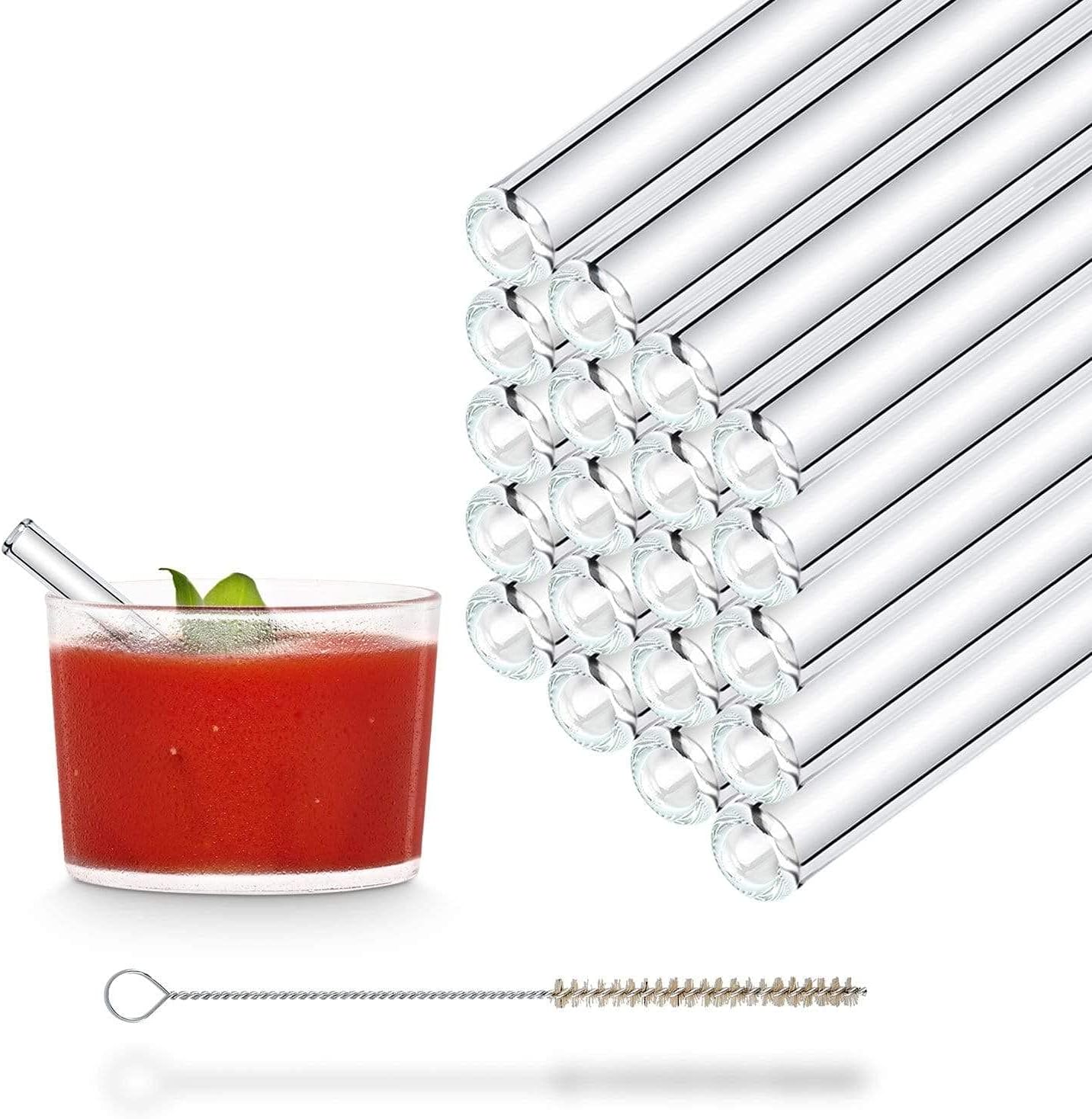 Pajitas vidrio 20x4pulg reutilizables cepillo limpieza B52