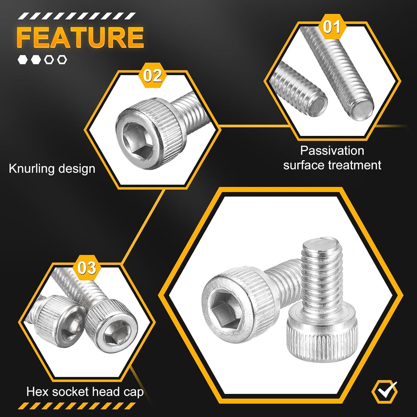 Tornillos M5-0.8x8 acero inox hexagonal 100uds