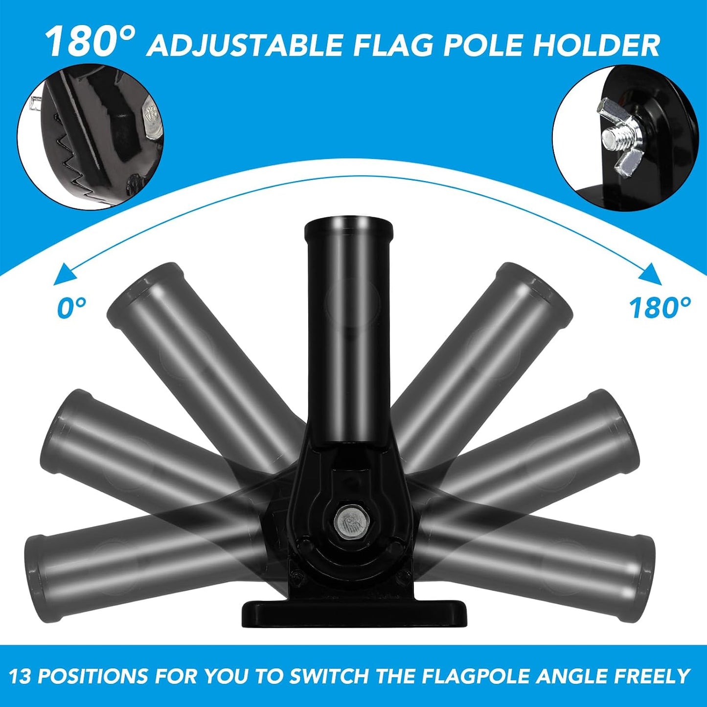 Soporte poste bandera aluminio multiposición acero inox