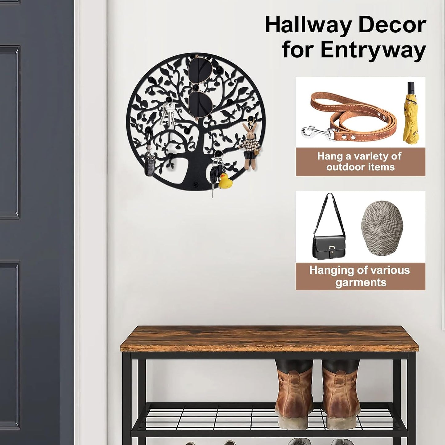 Soporte redondo para llaves pared 12" negro
