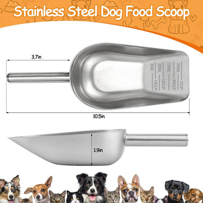 Cuchara acero inox para mascotas con taza medidora 2