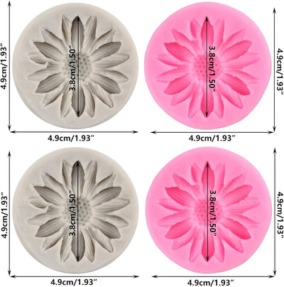 Moldes silicona girasol para fondant cupcakes y chocolate set 4