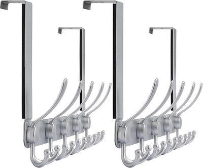 Percha puerta 5 ganchos tri para ropa toalla plateado pack 2