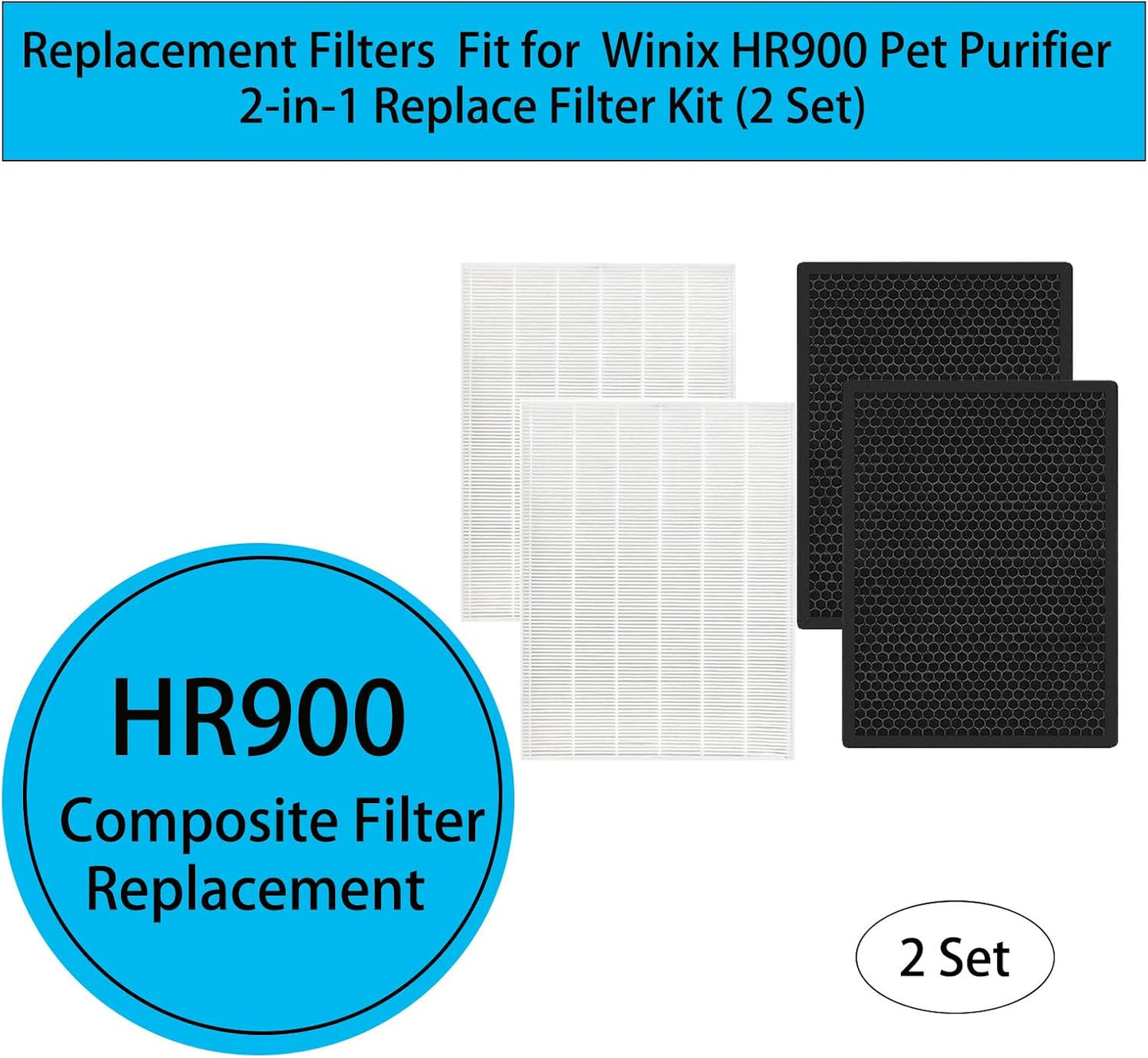 Kit filtros repuesto purificador aire mascotas Winix HR900