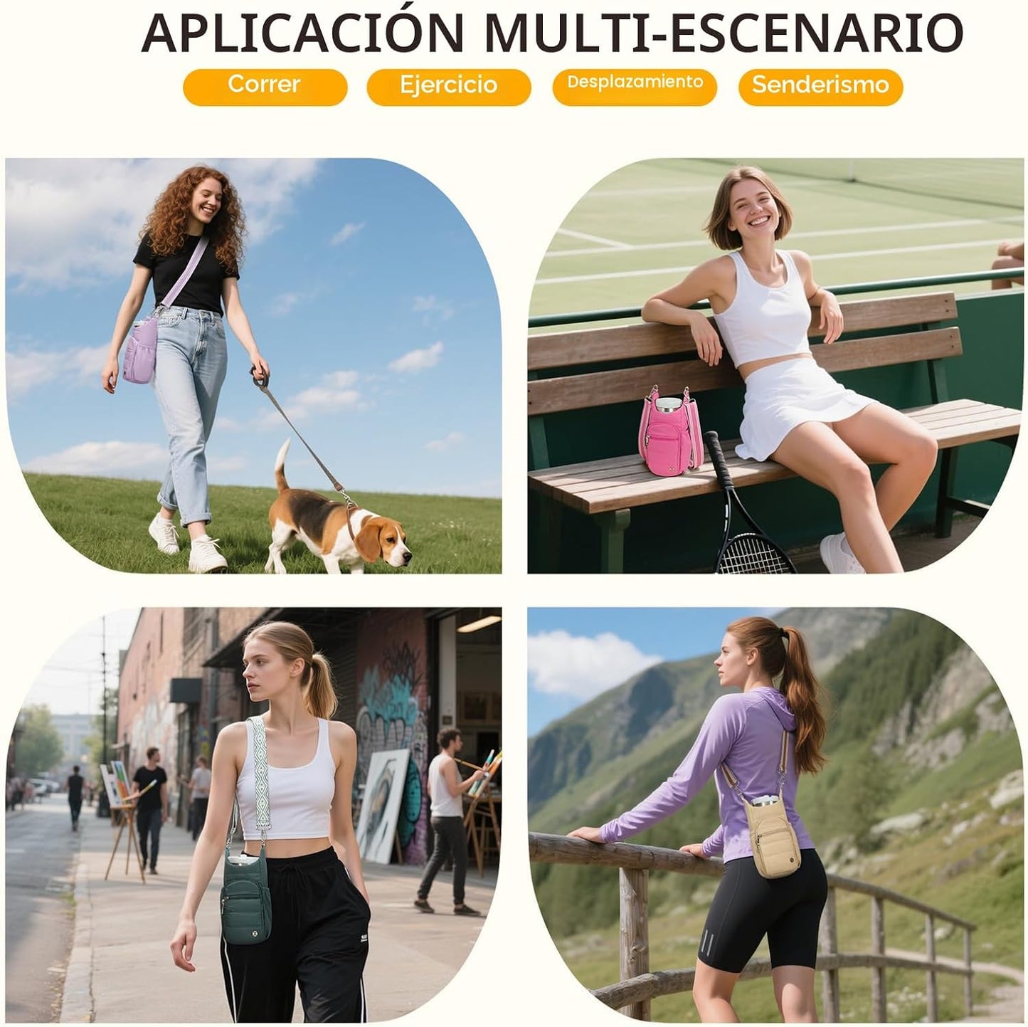 Portabotellas con correa para mujer caminar senderismo