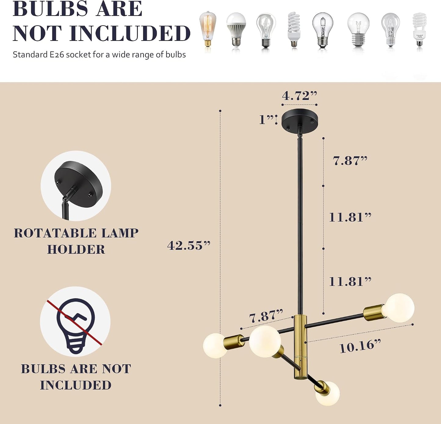 Lámpara Sputnik ajustable 4 luces techo industrial comedor