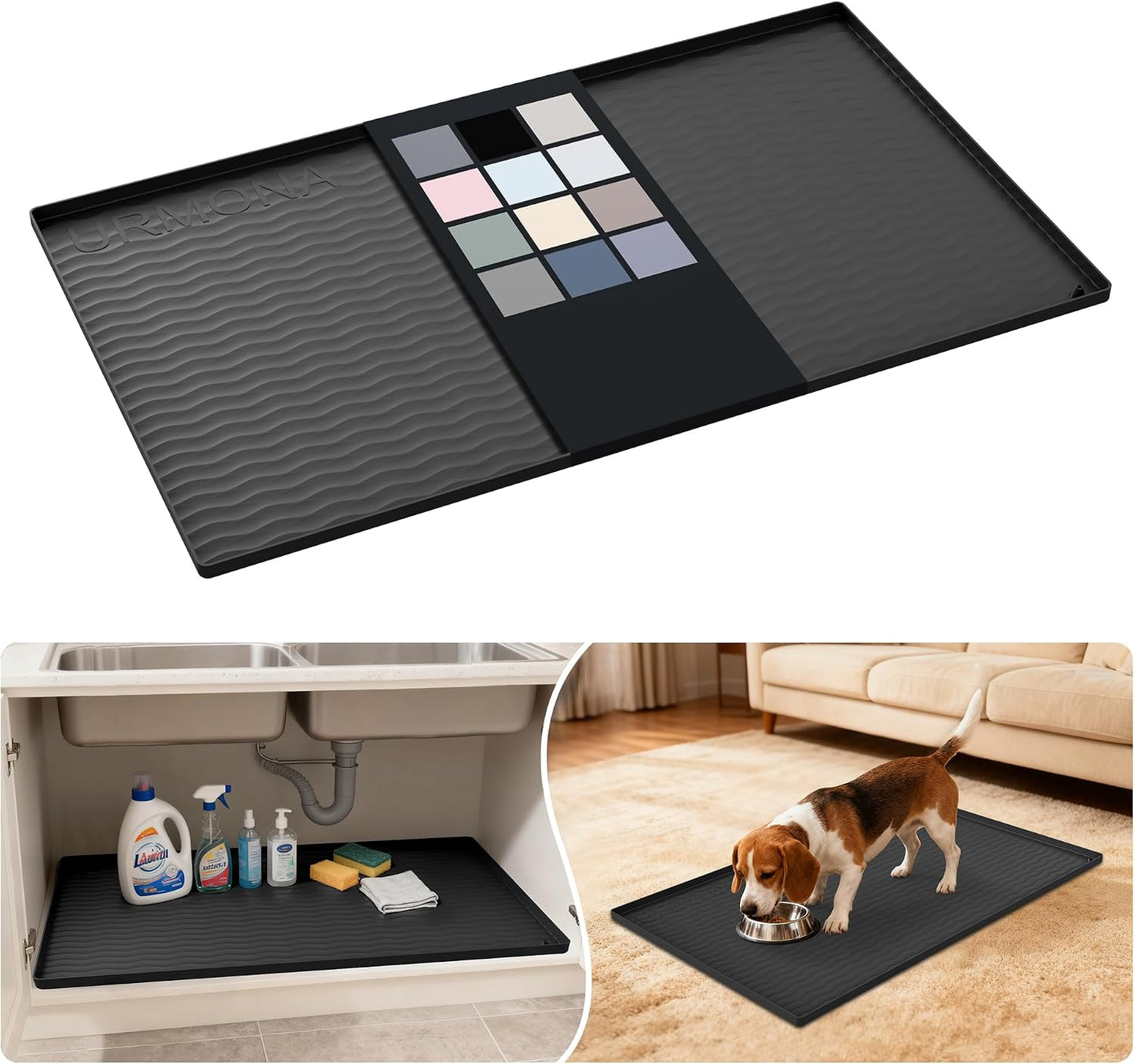 Tapete silicona impermeable 37x22" cocina negro