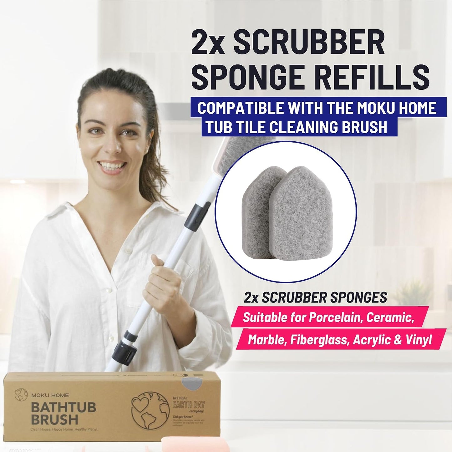 Recambio esponjas fregado grises para cepillo bañera y azulejos