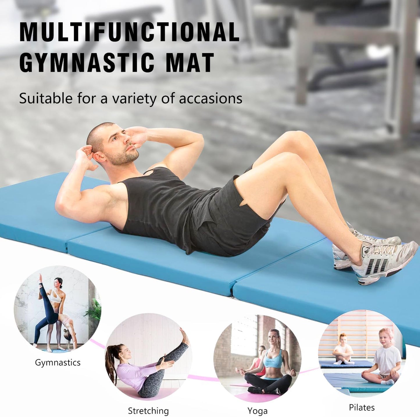 Colchón gimnasia plegable 2x6ft 4x8ft 4x10ft con asas
