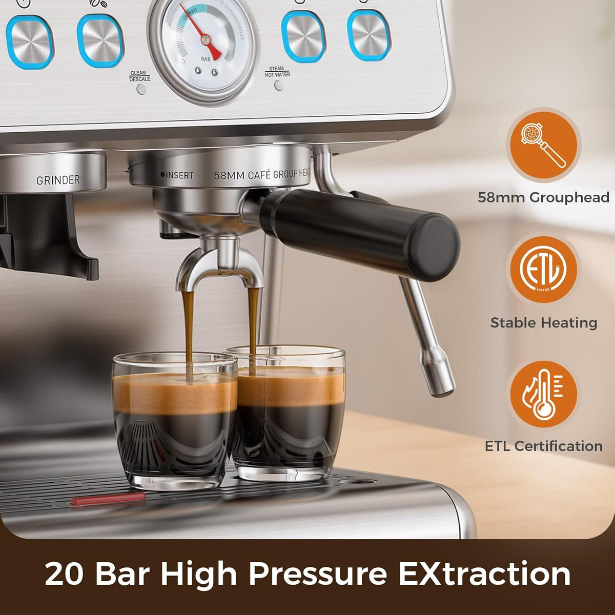 Cafetera Espresso Profesional con Espumador Leche