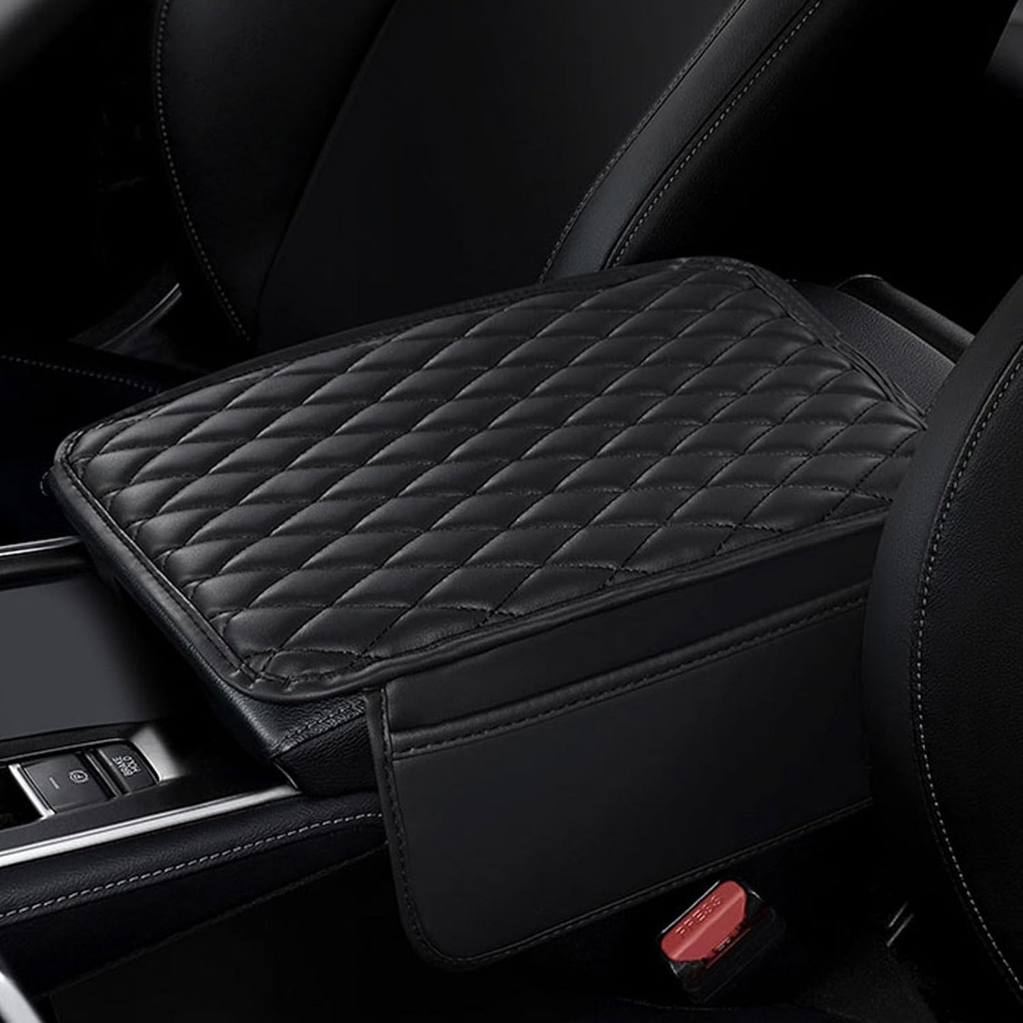Funda reposabrazos coche cuero con 2 bolsas almacenamiento