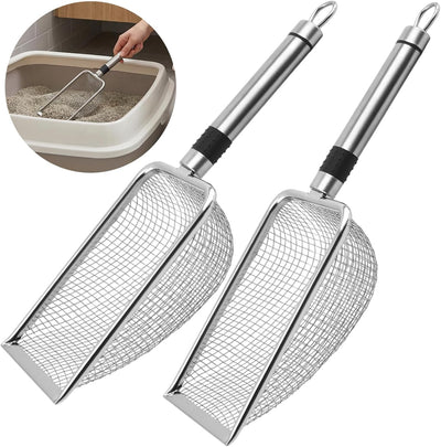 2 Cucharas Acero Inox para Arena Gallinero y Gatos