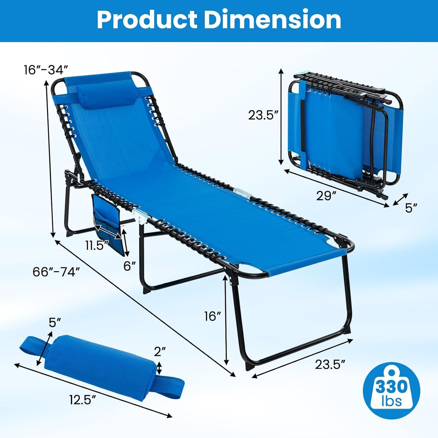 Tumbona playa plegable bronceado ajustable