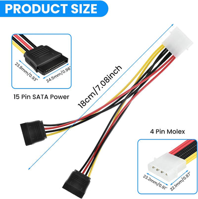 Cable adaptador SATA 4 pines macho a 15 hembra set 2