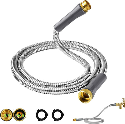 Manguera jardín acero inox 6ft conector hembra a macho