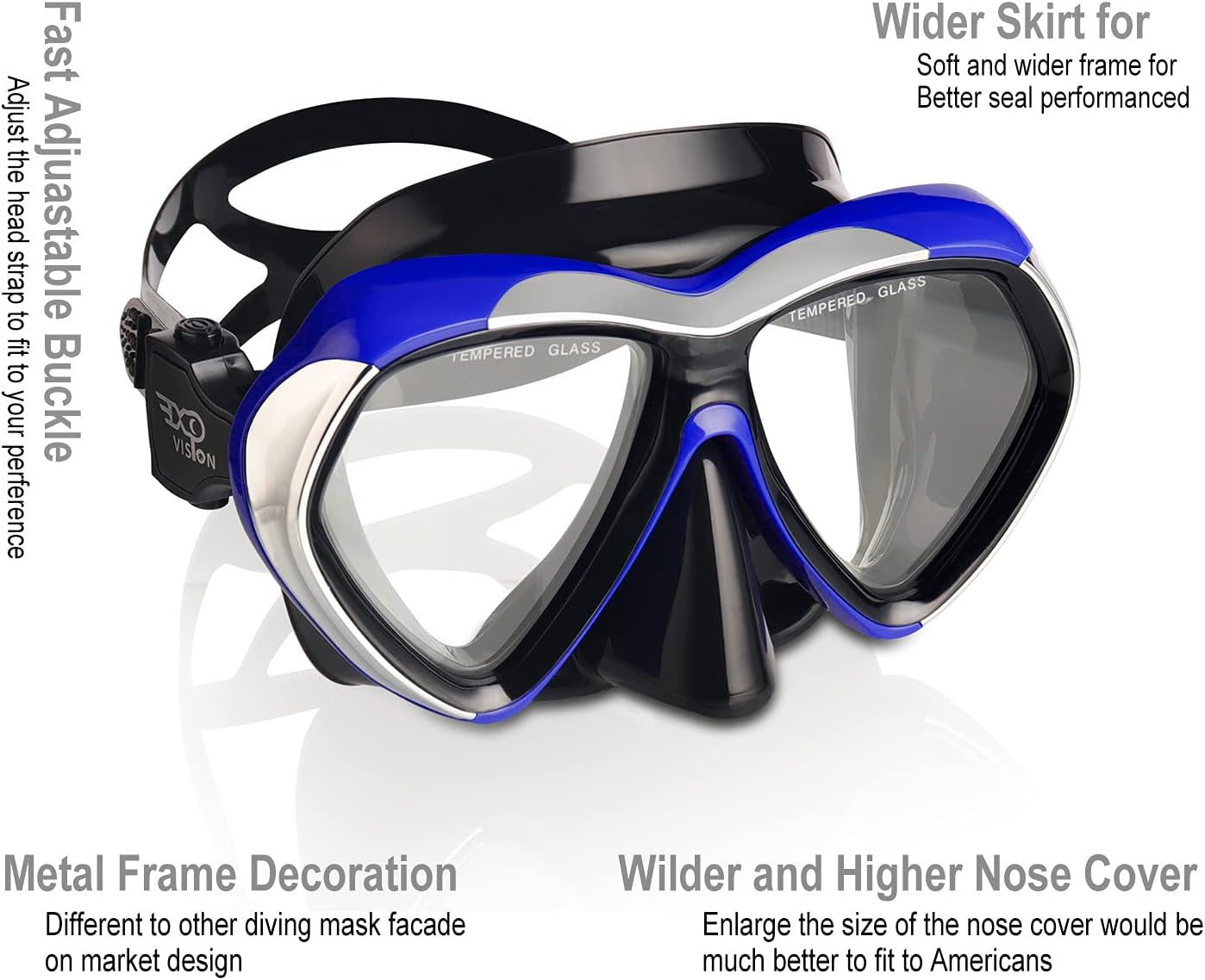 Máscara buceo adulto gafas esnórquel antivaho vidrio