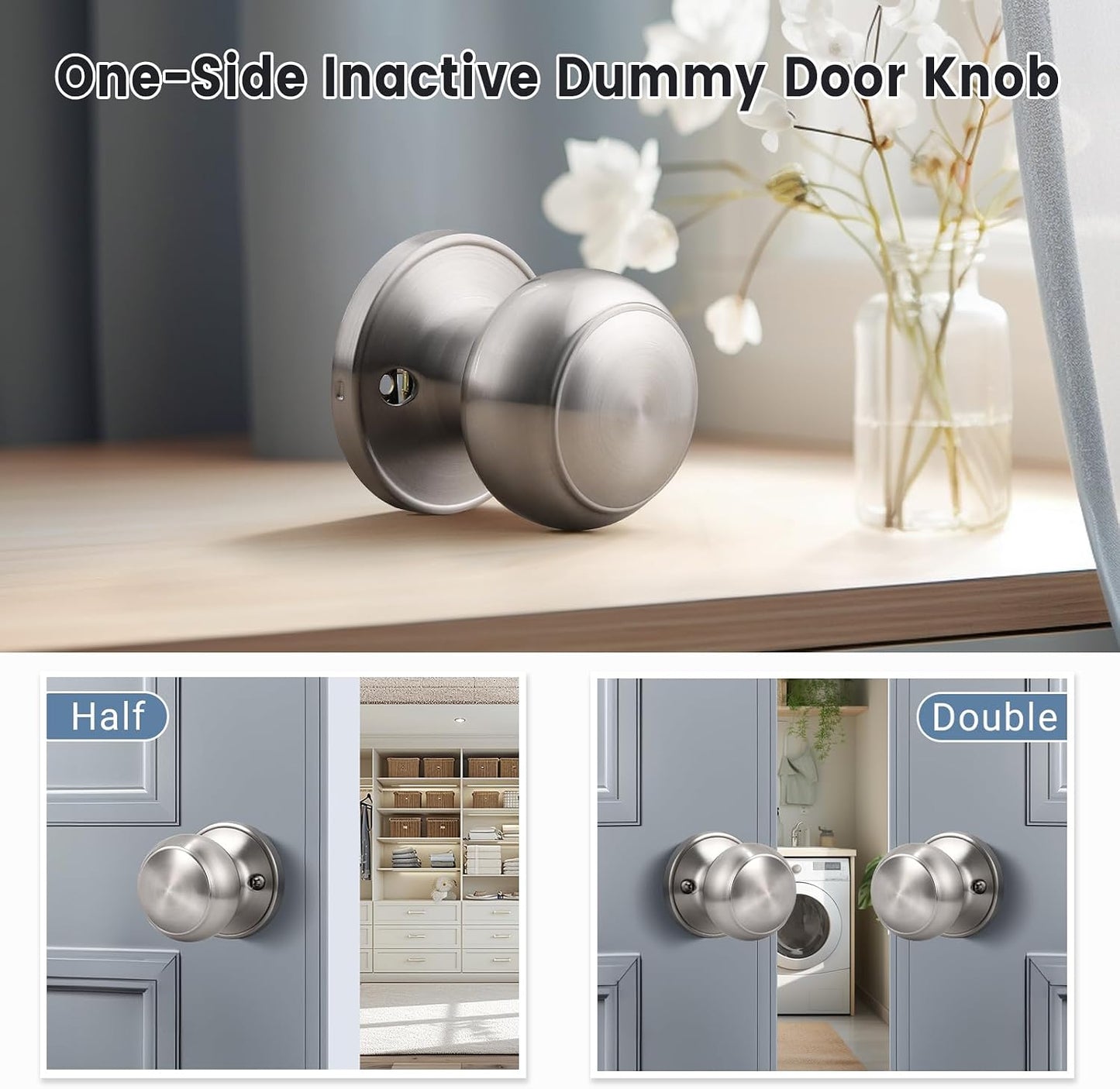 2 Pomas Puerta Simulados Sin Giro Níquel Satinado Interior