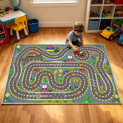 Alfombra pista carreras niños 94x63pulg goma