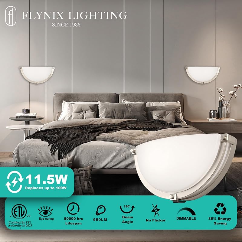 Lámpara pared LED media luna 13" ajustable níquel