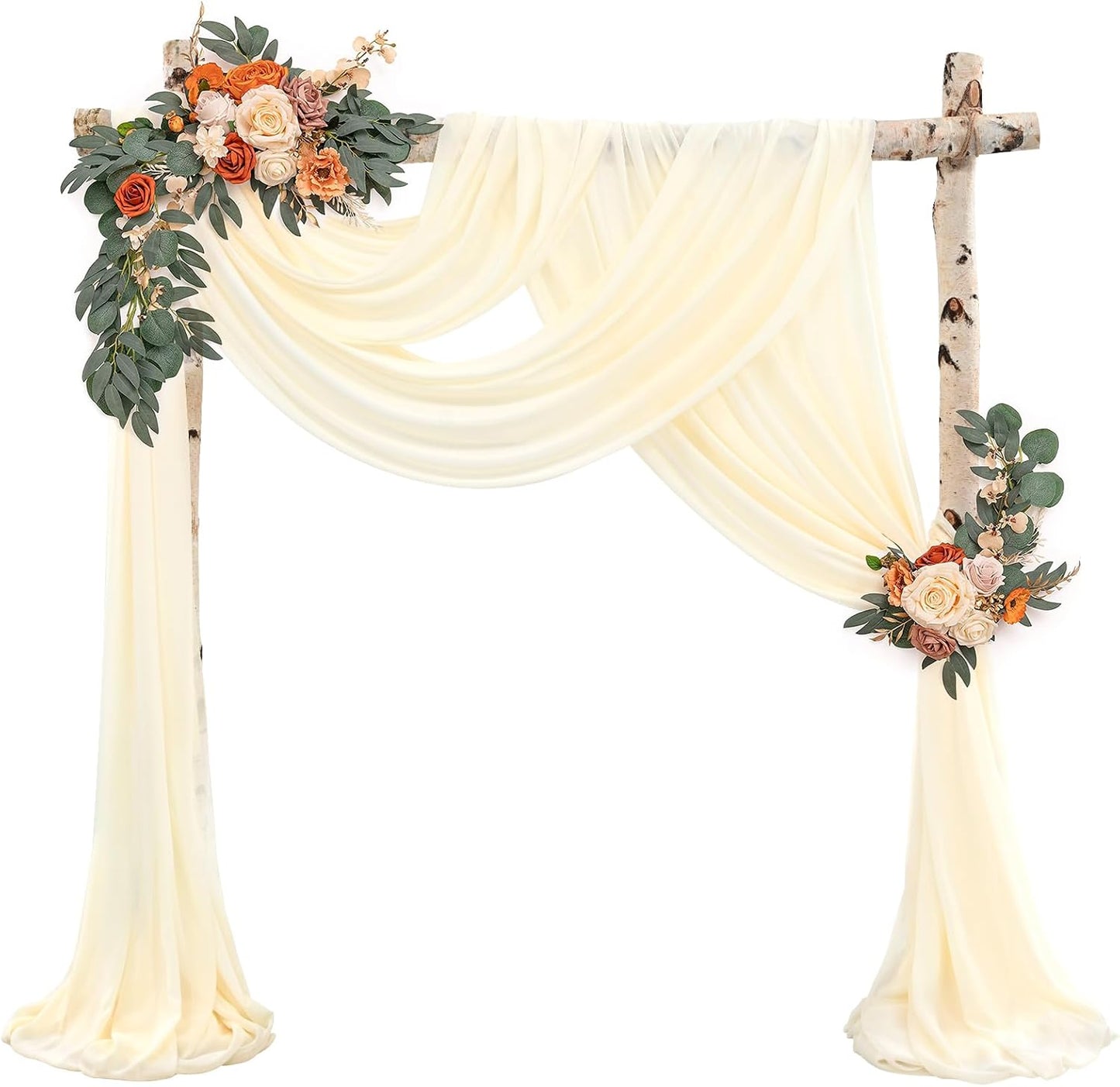 Cortinas arco boda 8 paneles 28x20pulg beige gasa